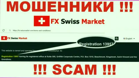 Как представлено на официальном ресурсе воров FX SwissMarket: 13957 - это их регистрационный номер