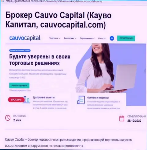 Cauvo Capital - это МОШЕННИКИ и АФЕРИСТЫ !!! Надувают и крадут вклады (обзор)