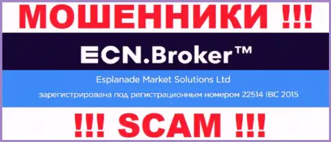 Регистрационный номер, который присвоен конторе ECN Broker - 22514IBC2015
