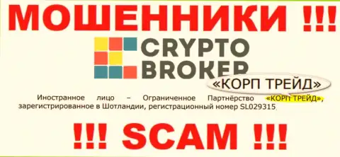 Сведения о юридическом лице internet-мошенников Crypto Broker